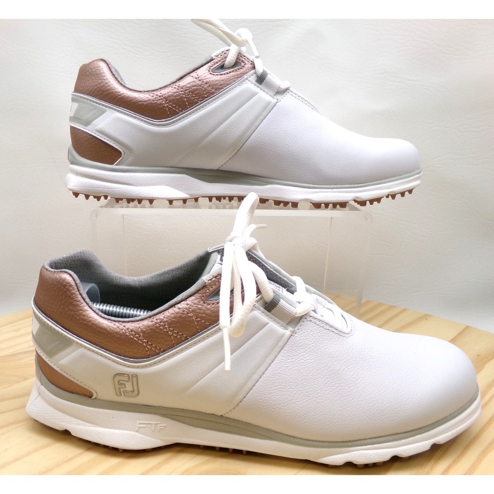 Footjoy Pro SL Golf Shoes Womens White Rose Gold Size 8 M Never Worn Leather